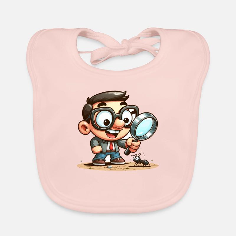 A little explorer with a magnifying glass Organic Baby Bibs