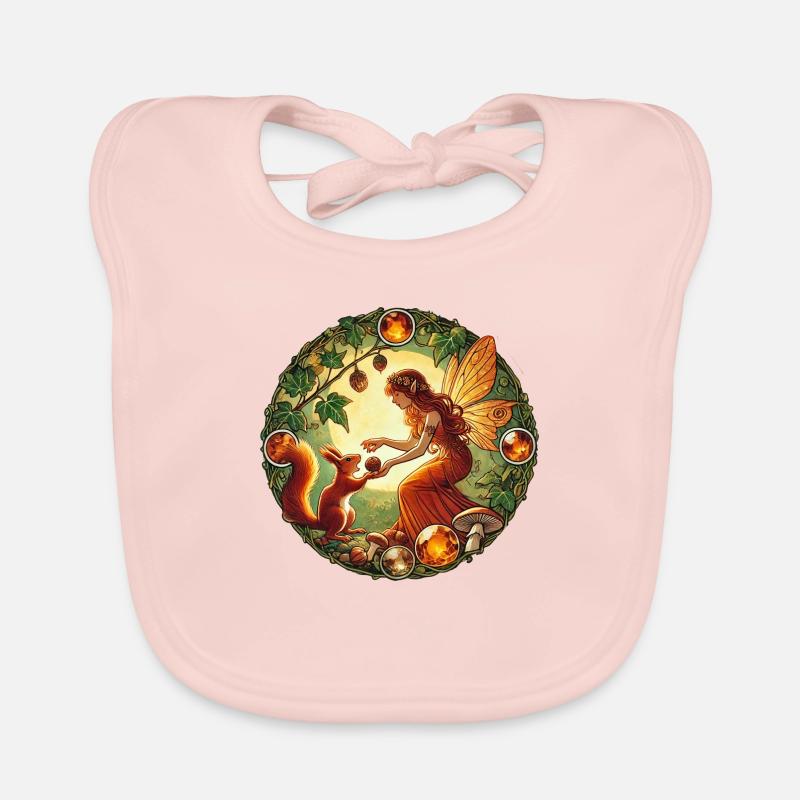 Eichhörnchen-Fee - Baby Bio-Lätzchen - Rose
