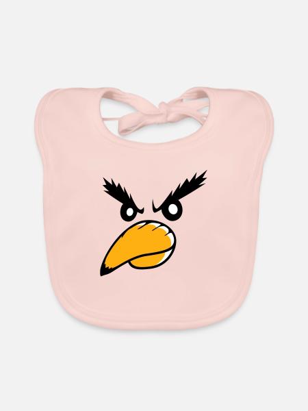 Raven Bird Peeps Evil Cool Funny Comic Humor Fun - Organic Baby Bibs - rose - Front