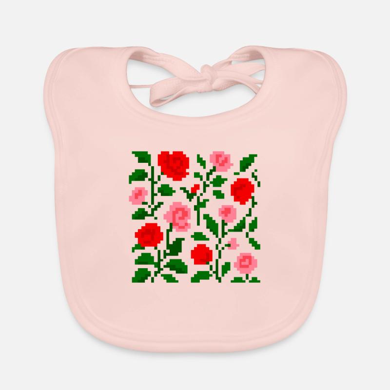 PixelArt: Rose Petal Pattern Organic Baby Bibs