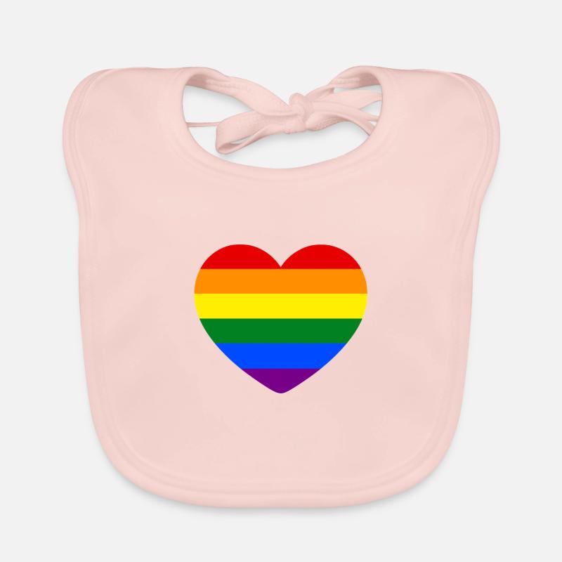 Rainbow Heart Organic Baby Bibs