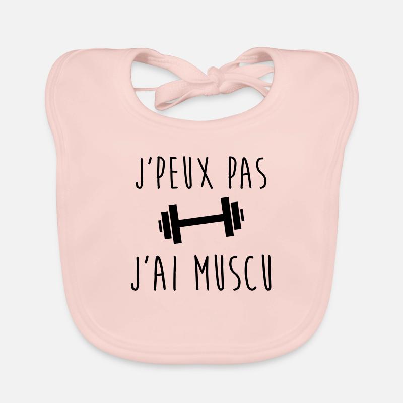J'peux pas j'ai MUSCU - Musculation - Bavoir bio Bébé - rose