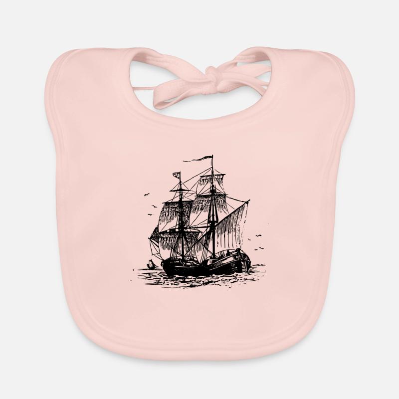 bateau pirate bateau bateau pirate Skull1 - Bavoir bio Bébé - rose
