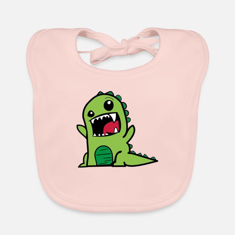 Dessin animé Dino - Bavoir bio Bébé - rose