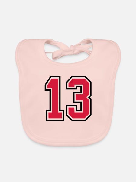 13 sports jersey football number - Bavoir bio Bébé - rose - Devant