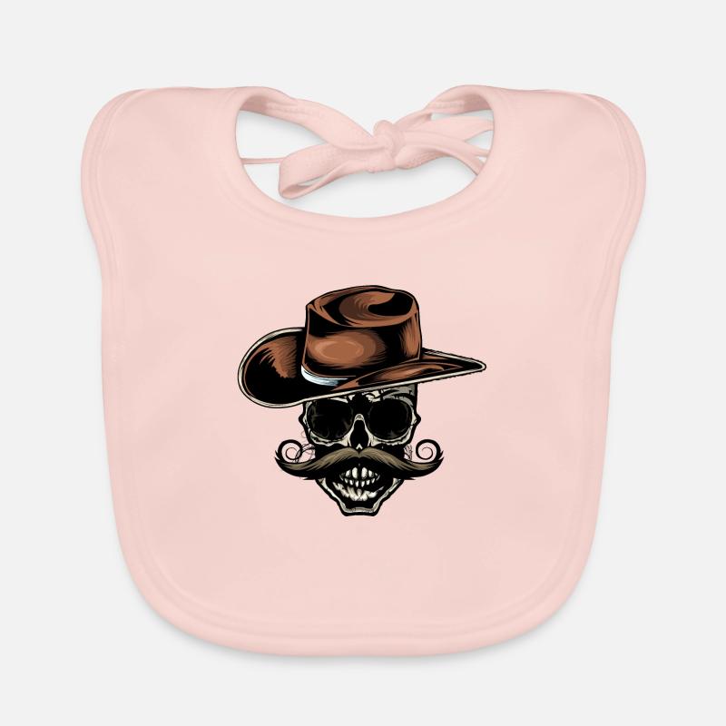 Todeskopf Schädel Skull Cowboy Hut Schnurrbart Baby Bio-Lätzchen