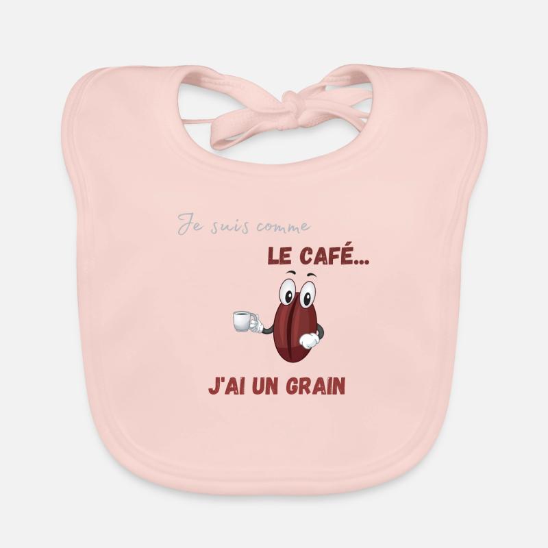 Grain de café ou grain de folie - Bavoir bio Bébé - rose