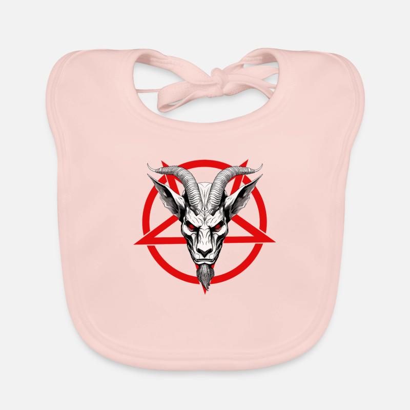 Baphomet Pentagram - Organic Baby Bibs - rose