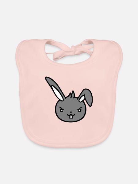 Hase Böser Blick Frech Cool Entschlossen Lustig - Baby Bio-Lätzchen - Rose - Vorne