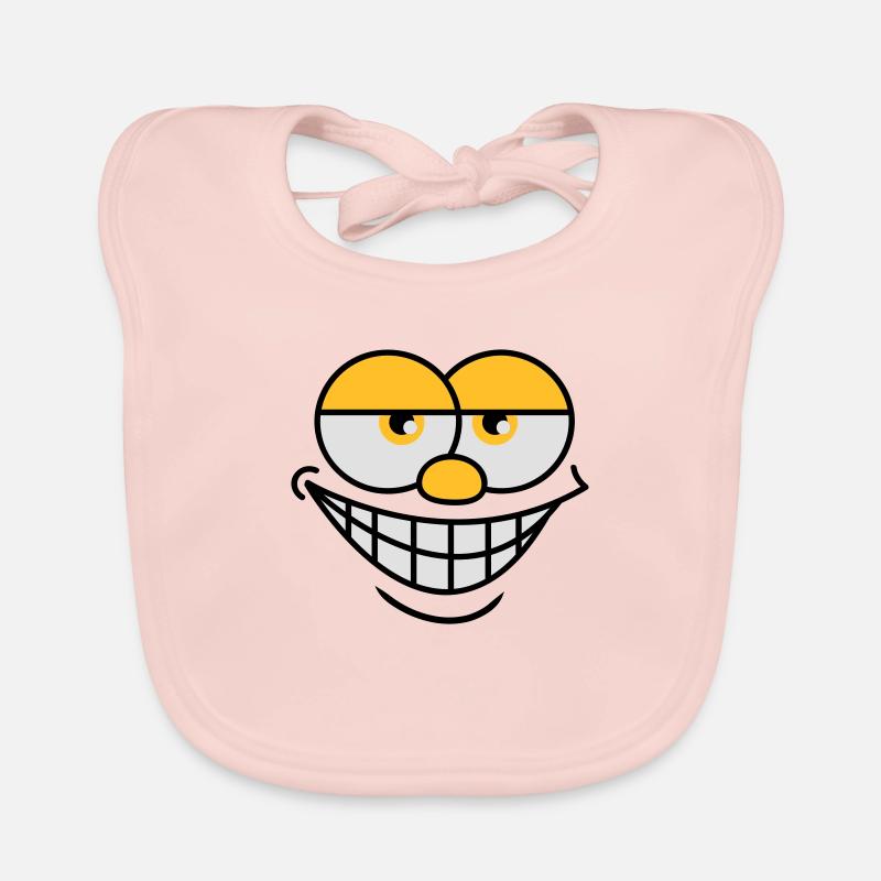 Grinning Comic Face Cool Facial Expression Organic Baby Bibs