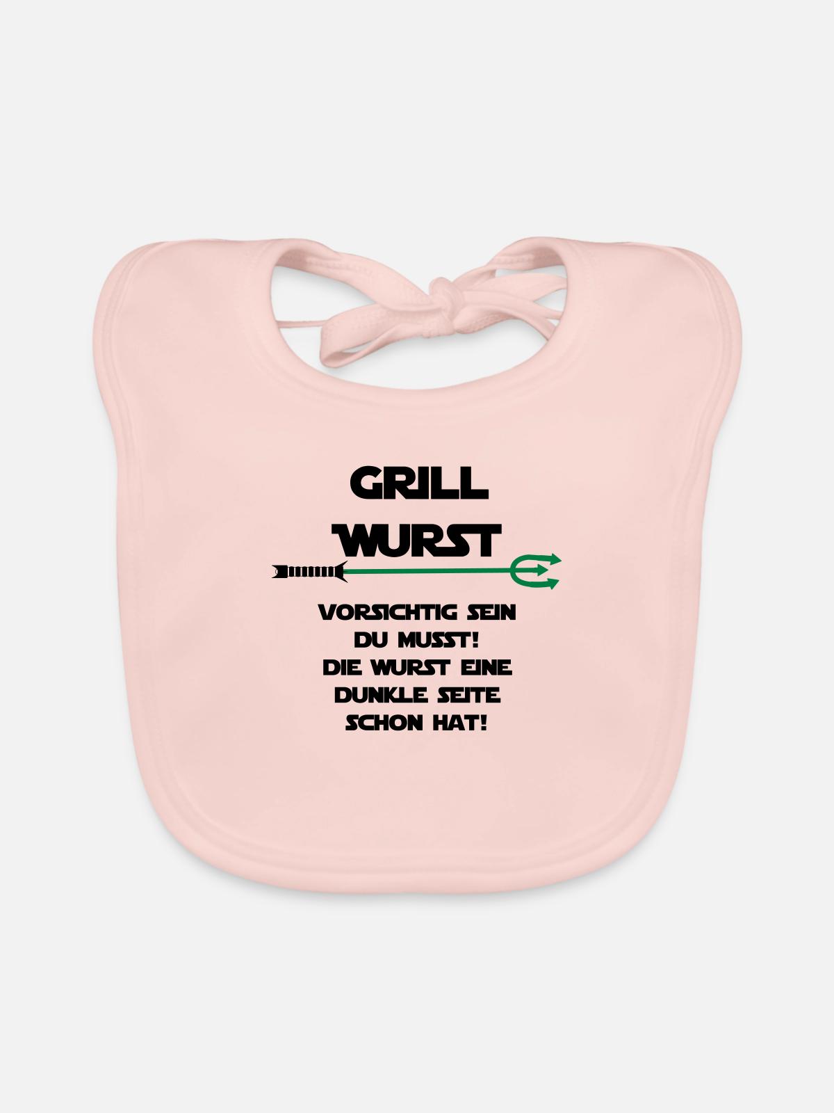 Grill Wurst dunkle Seite - Baby Bio-Lätzchen - Rose - Vorne