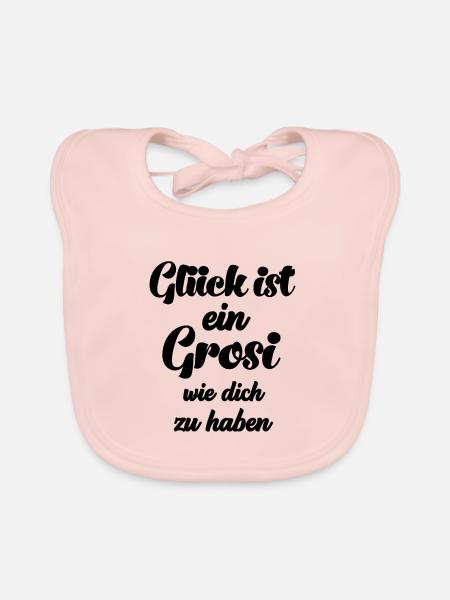 Glück ist es ein Grosi wie dich zu haben Oma - Baby Bio-Lätzchen - Rose - Vorne