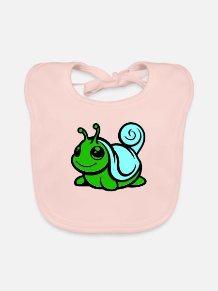 Snail Comic - Organic Baby Bibs - rose - Front