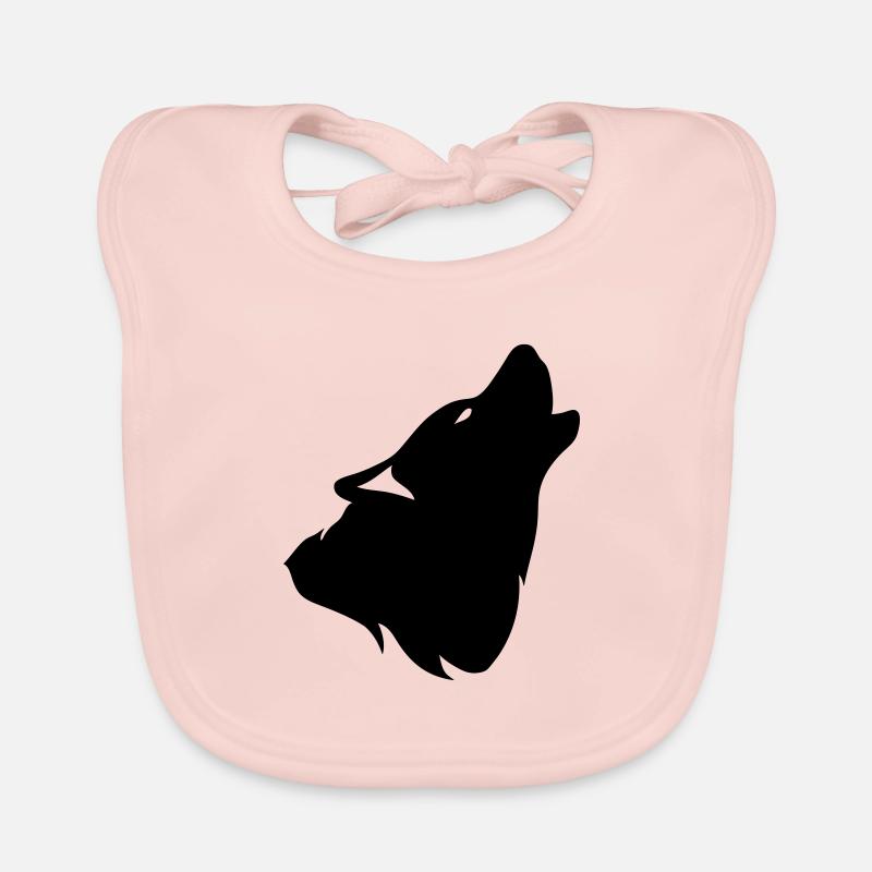 silhouette wolf howling shadow Organic Baby Bibs