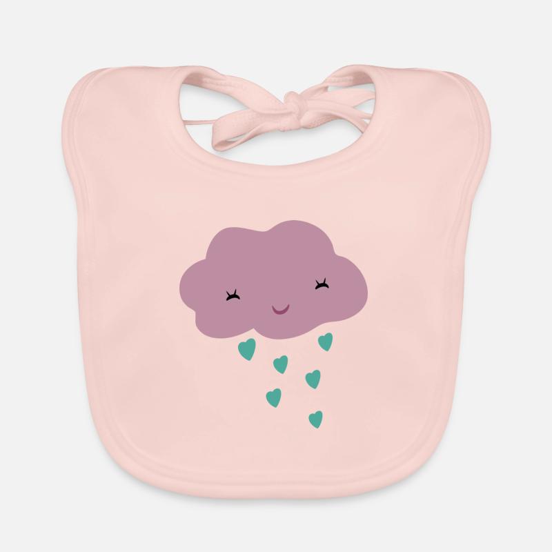 Wolke_mit_Herzchen - Baby Bio-Lätzchen - Rose
