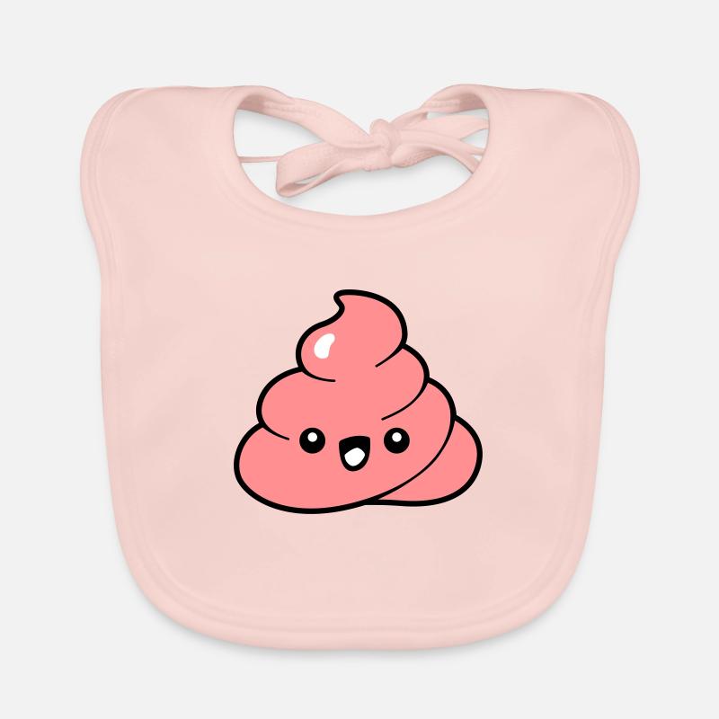 Emoji caca kawaii - Bavoir bio Bébé - rose