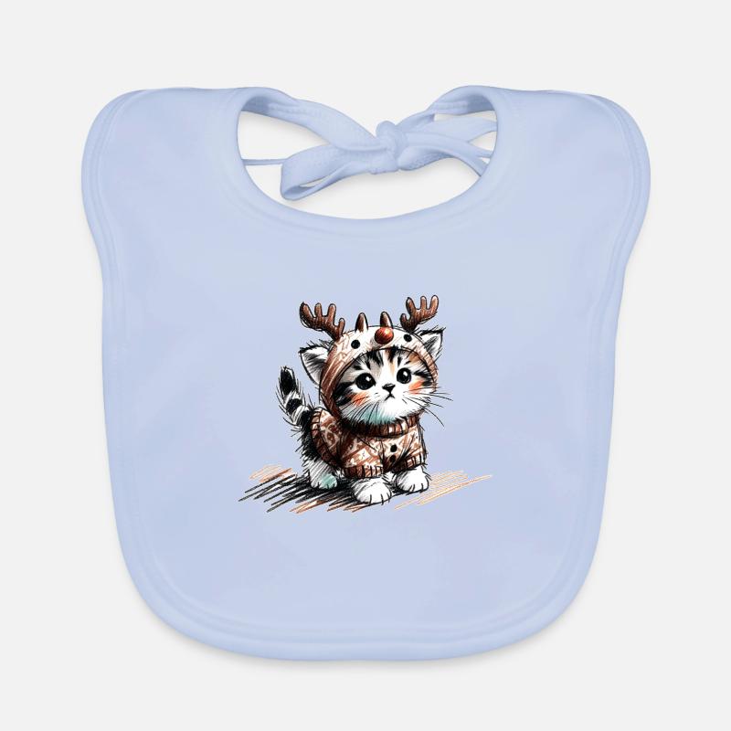 Chat avec des bois de renne et un pull Bavoir bio Bébé