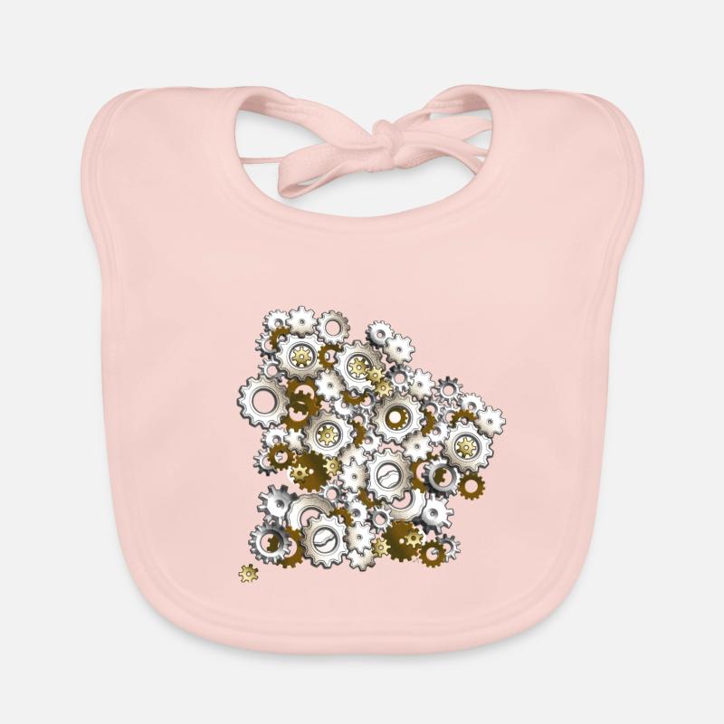 Steampunk engrenages - Bavoir bio Bébé - rose