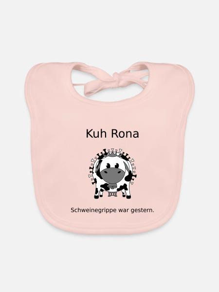 Kuh Rona - Schweinegrippe war gestern - Baby Bio-Lätzchen - Rose - Vorne