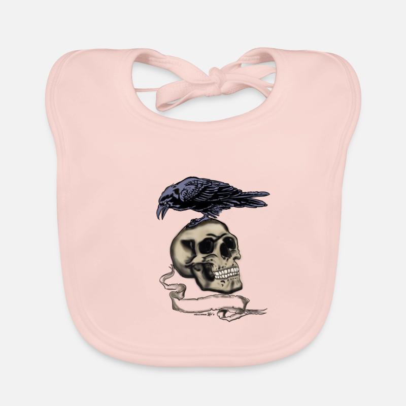Tête de corbeau - Bavoir bio Bébé - rose