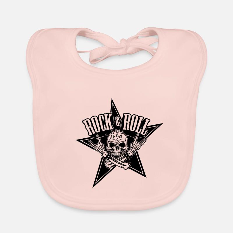 Rock and roll skull - Tête de mort - Bavoir bio Bébé - rose