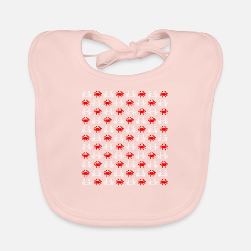 Crab pattern - Organic Baby Bibs - rose