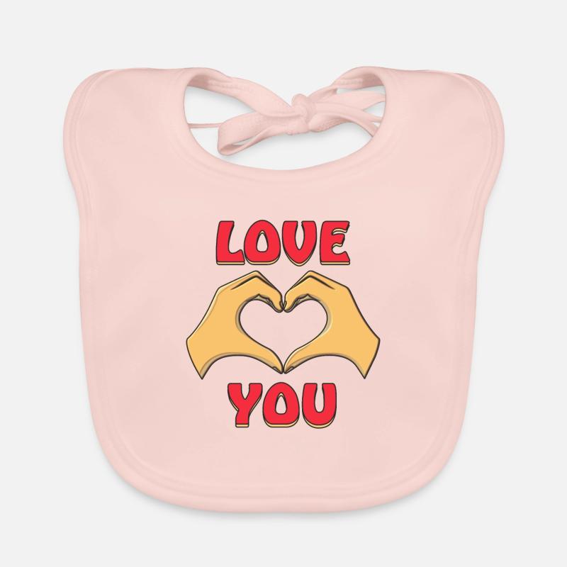 Mains coeur 3D T'AIME - Bavoir bio Bébé - rose