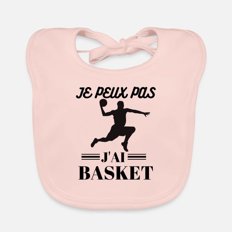 Je peux pas j ai basket - Bavoir bio Bébé - rose