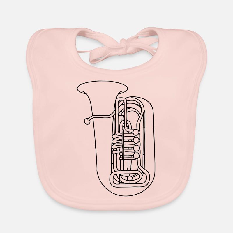 Tuba Blechblasinstrument - Baby Bio-Lätzchen - Rose