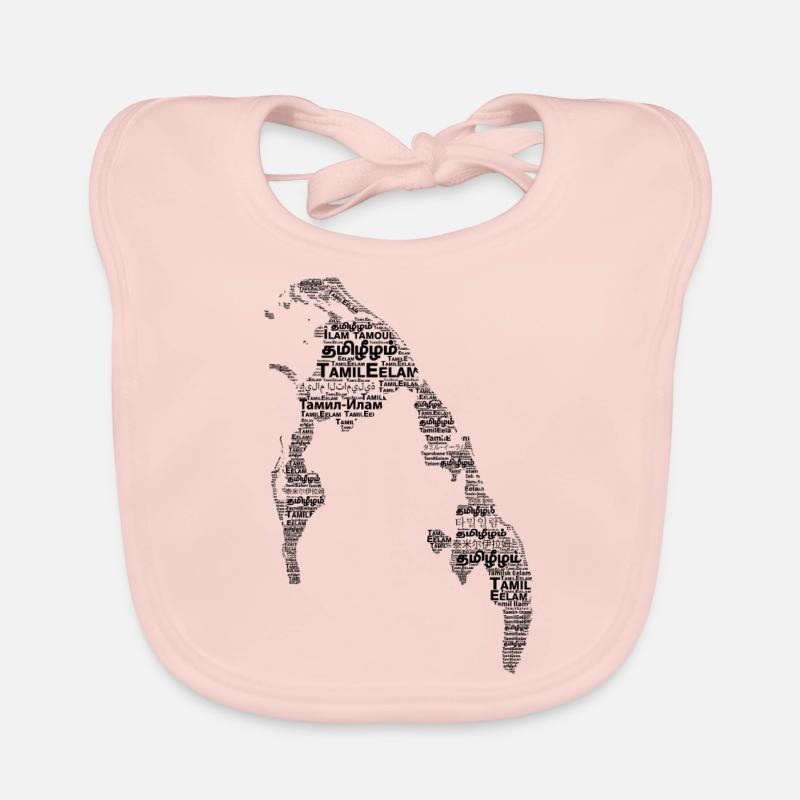 TamilEelam Text Design Black Organic Baby Bibs