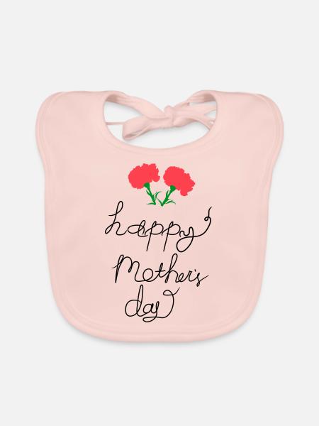 Happy mother's day handwritten lettering - Organic Baby Bibs - rose - Front