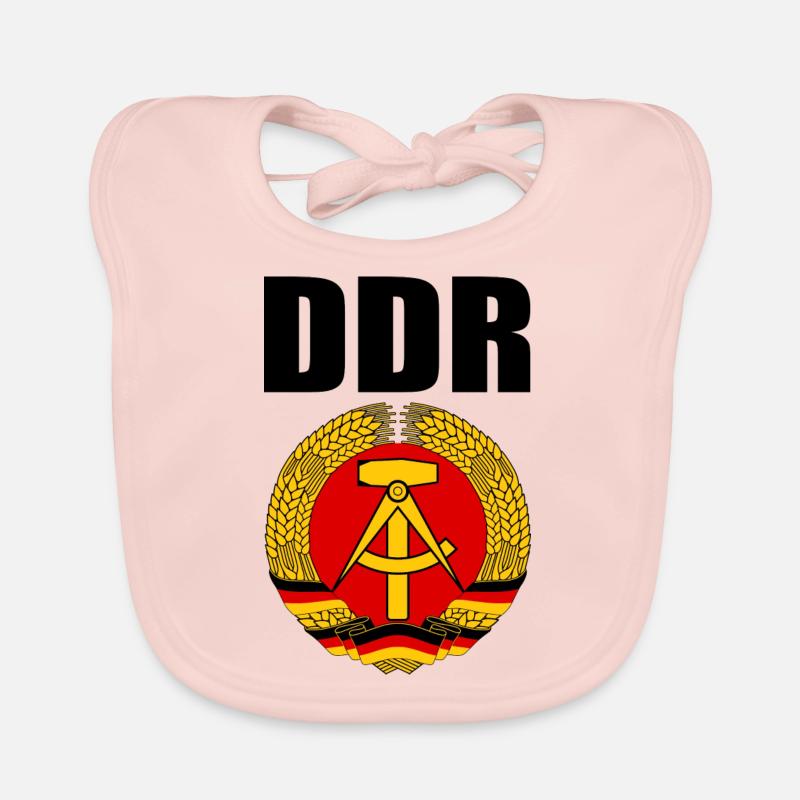 DDR Wappen mit schwarzer Schrift - East Germany Organic Baby Bibs