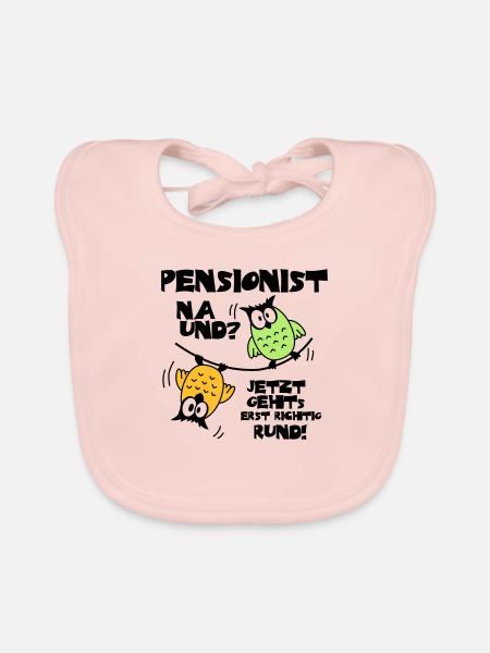 Eulen Pensionist - na und? - Baby Bio-Lätzchen - Rose - Vorne
