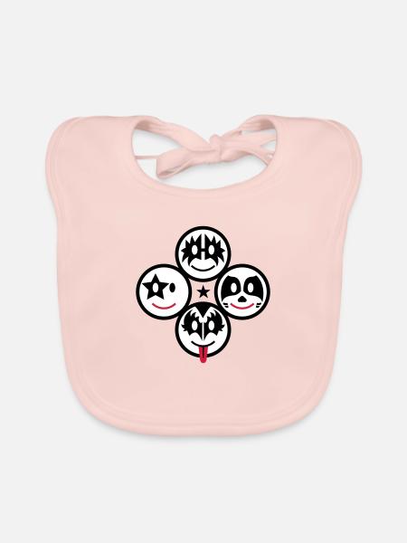 Smiley Kiss Icons (quadratisch) 3c - Organic Baby Bibs - rose - Front