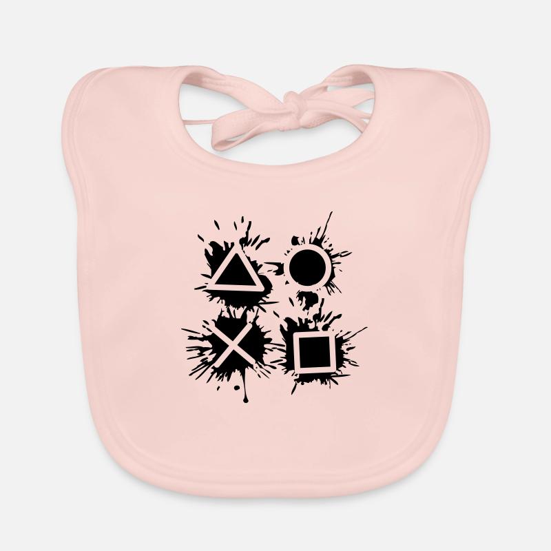 black drop X square triangle symbols controll Organic Baby Bibs