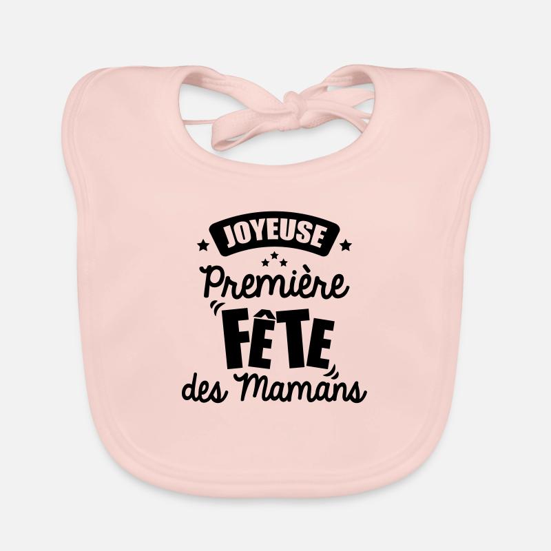 joyeuse première fête des mamans - Bavoir bio Bébé - rose