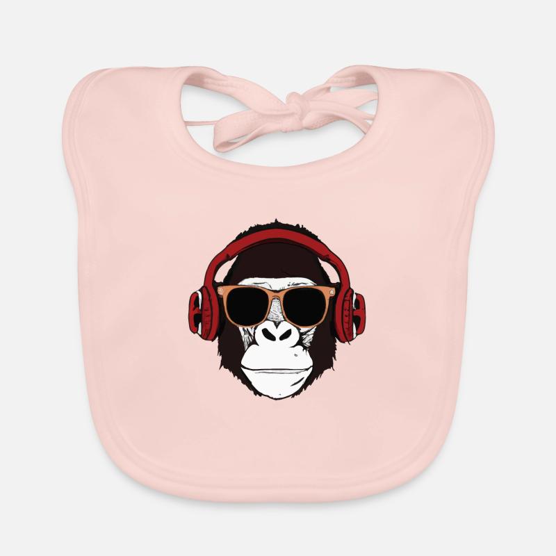 Affe mit Kopfhörer und Sonnenbrille Musik Monkey Baby Bio-Lätzchen