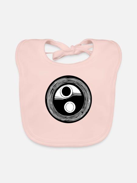 Yin Yang Sign Symbol Peace Happiness Vector 12 - Organic Baby Bibs - rose - Front