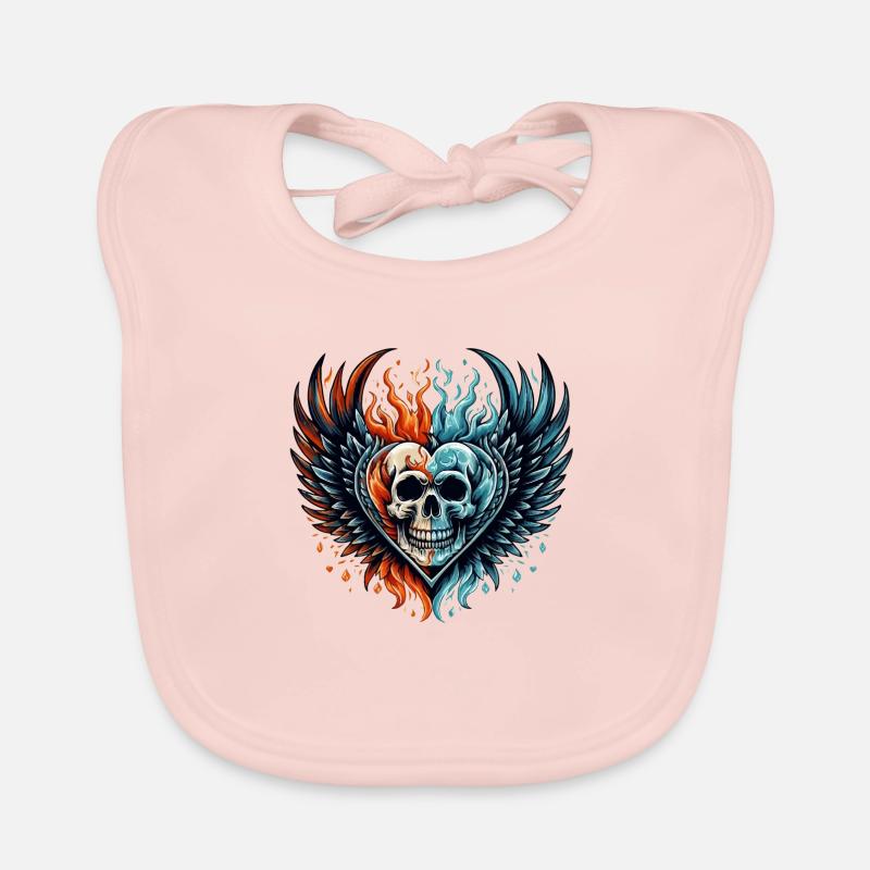 Herz Totenkopf Baby Bio-Lätzchen