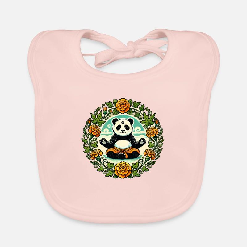 Zen Panda Ours - Bavoir bio Bébé - rose