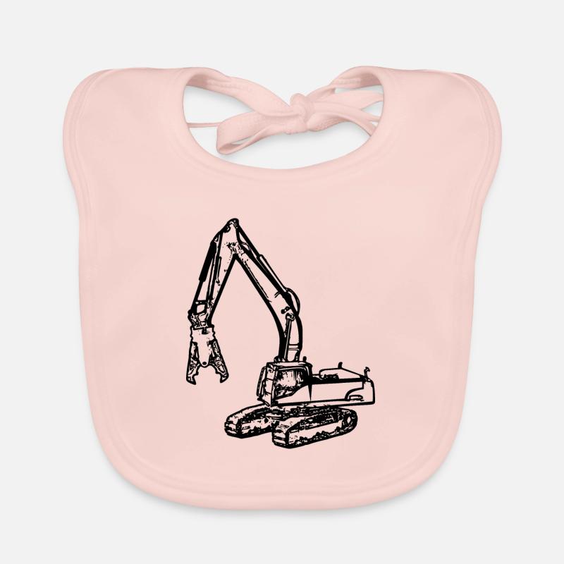 Bagger Abrissbagger Greifer Zange schwarz Baby Bio-Lätzchen