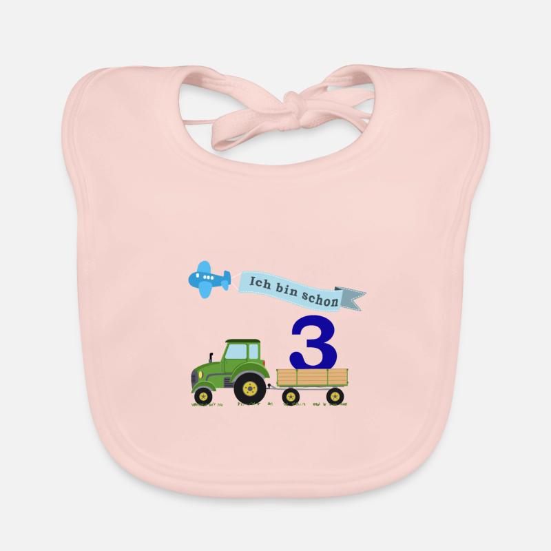 Dritter Geburtstag mit Traktor Baby Bio-Lätzchen