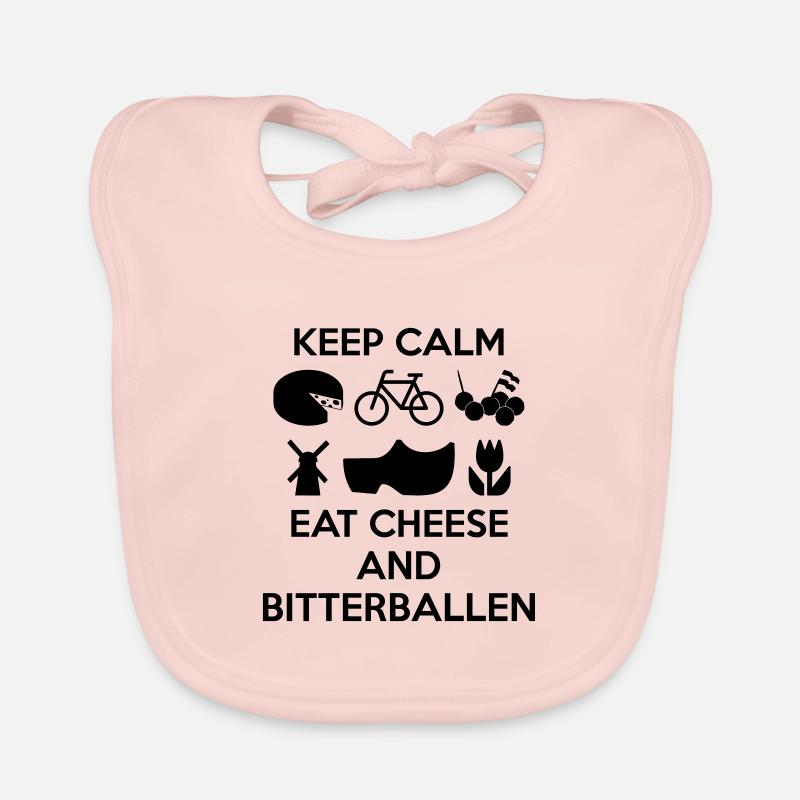 KEEP CALM Eat Cheese and Bitterballen Multi Color Organic Baby Bibs