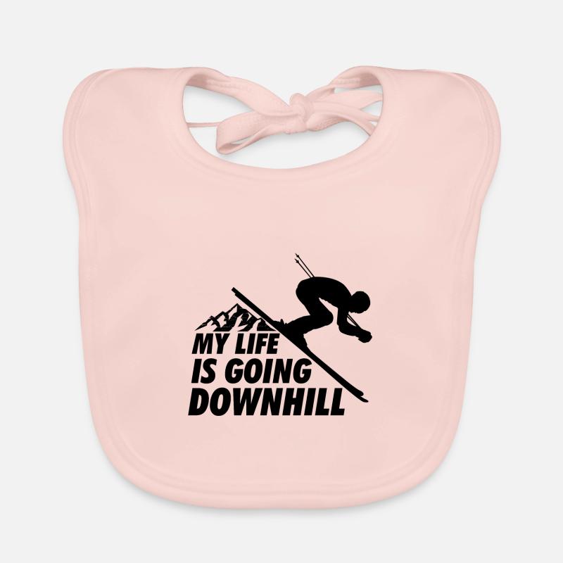 Ski Ski Downhill Black Organic Baby Bibs