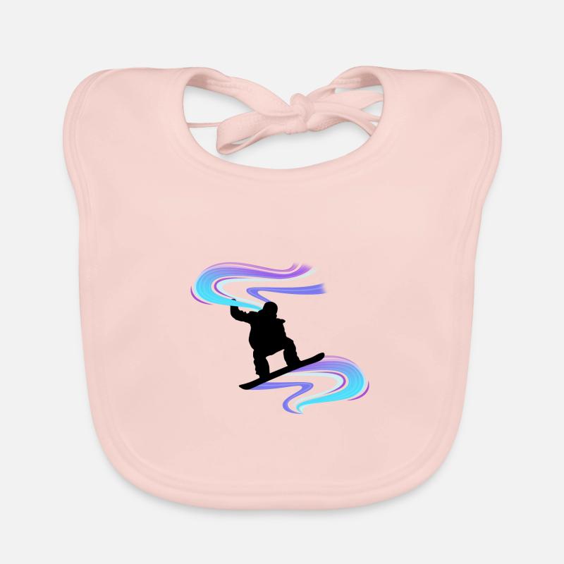Snowboard Snowboarder Vortex Noir - Bavoir bio Bébé - rose