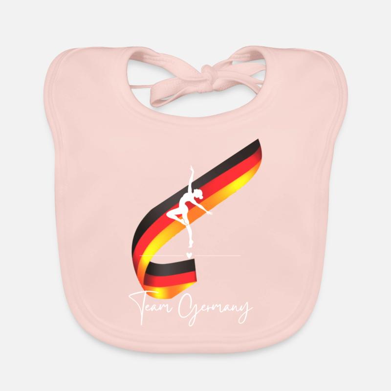 Équipe d’Allemagne avec danseur et drapeau au dos - Bavoir bio Bébé - rose