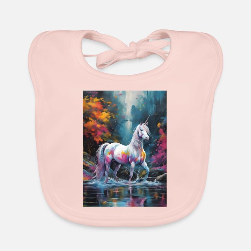 Ein Einhorn mit Farbtupfern Baby Bio-Lätzchen