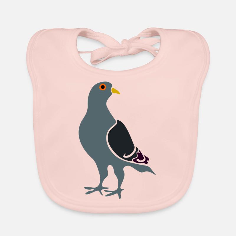 pigeon gris - Bavoir bio Bébé - rose