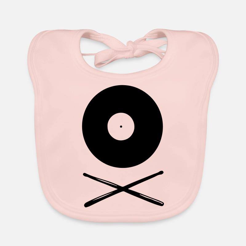 Vinyl Schallplatte mit Drumsticks Baby Bio-Lätzchen