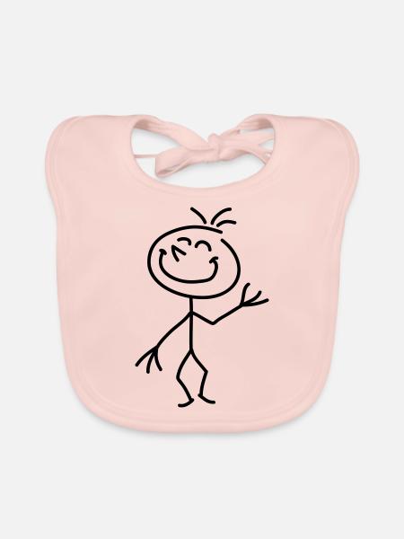 happy_stick_figure_1c - Baby Bio-Lätzchen - Rose - Vorne